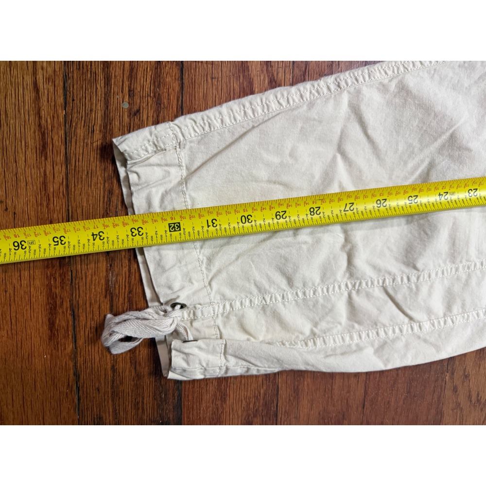 Soft Surroundings Cream Cropped Cargo Pants Petite Large PL Elastic Waist - Picture 6 of 8